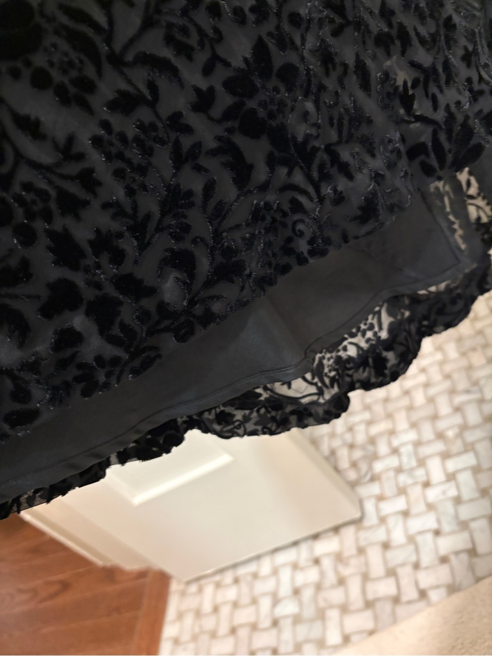 Vintage Ralph Lauren Black Floral Devore Halter Maxi Dress with Short Back Train - Picture 7 of 11